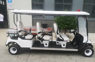 4 Seater White Electric Golf Cart With Medical Stretcher And Medical Box