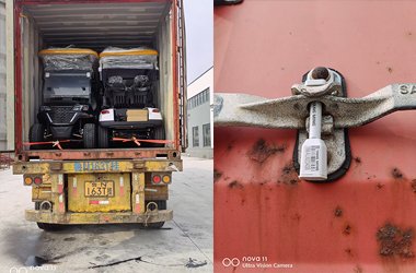 Electric golf carts loaded into container for sea shipment